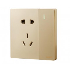 正泰(CHNT)開(kāi)關(guān)插座墻壁面板二三插座電源86型無(wú)邊框大面板 NEW2H嶸曜淡香檳金 強(qiáng)電系列 一開(kāi)單控五孔